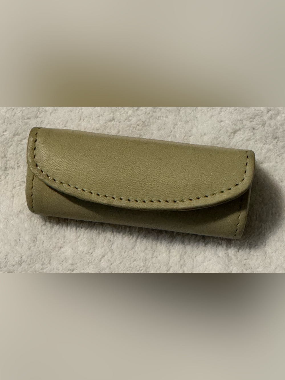 Coach Gloved-Tanned Leather Leaf Green Lipstick Cosmetic Case with Makeup Mirror